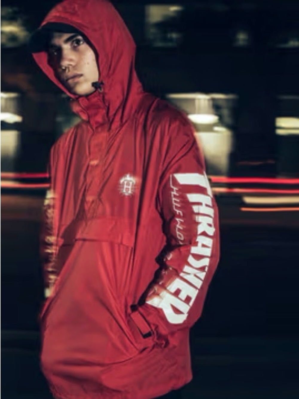 Thrasher Magazine X Huf Worldwide Tour De Stoopes Windbreaker Anorak 1/4 Jacket